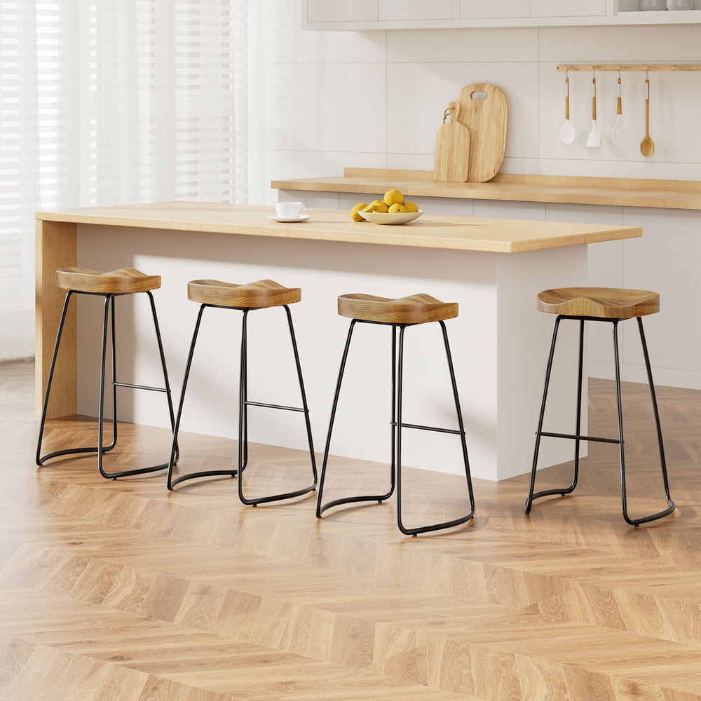 Artiss 4x Bar Stools Tractor Seat 75cm Wooden-Bar Stools-PEROZ Accessories
