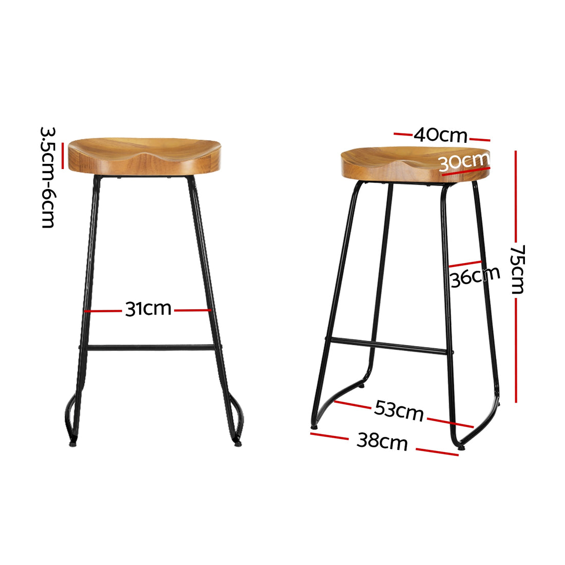 Artiss 4x Bar Stools Tractor Seat 75cm Wooden-Bar Stools-PEROZ Accessories