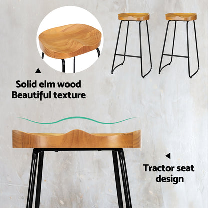 Artiss 4x Bar Stools Tractor Seat 75cm Wooden-Bar Stools-PEROZ Accessories