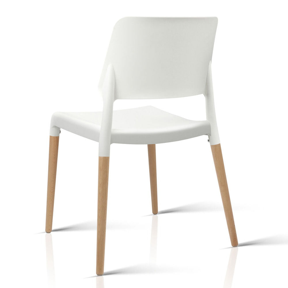 Artiss Dining Chairs Set of 4 Plastic Wooden Stackable White-Dining Chairs-PEROZ Accessories