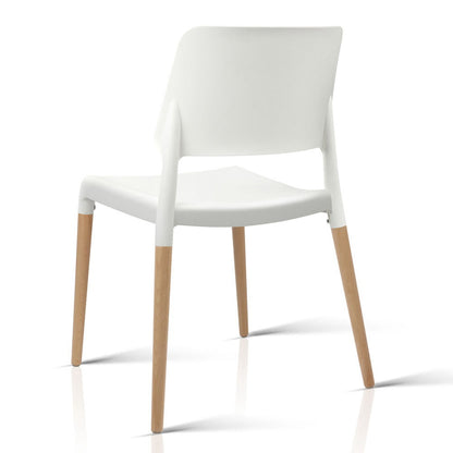 Artiss Dining Chairs Set of 4 Plastic Wooden Stackable White-Dining Chairs-PEROZ Accessories