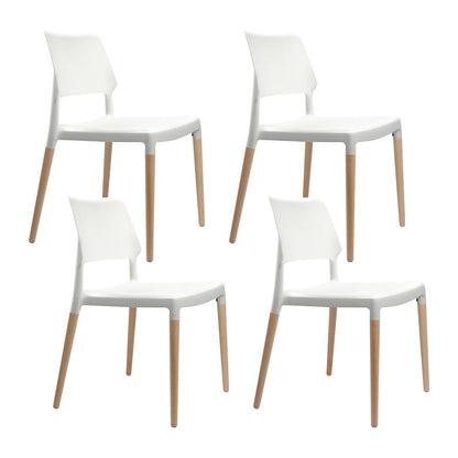 Artiss Dining Chairs Set of 4 Plastic Wooden Stackable White-Dining Chairs-PEROZ Accessories