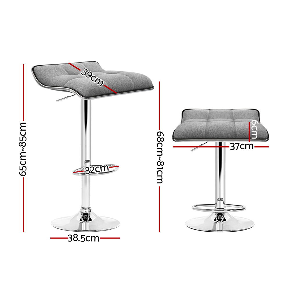 Artiss 2x Bar Stools Linen Padded Gas Lift-Bar Stools-PEROZ Accessories