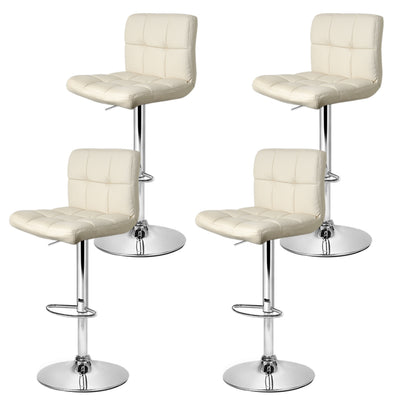Artiss 4x Bar Stools Leather Gas Lift Beige-Furniture &gt; Bar Stools &amp; Chairs-PEROZ Accessories