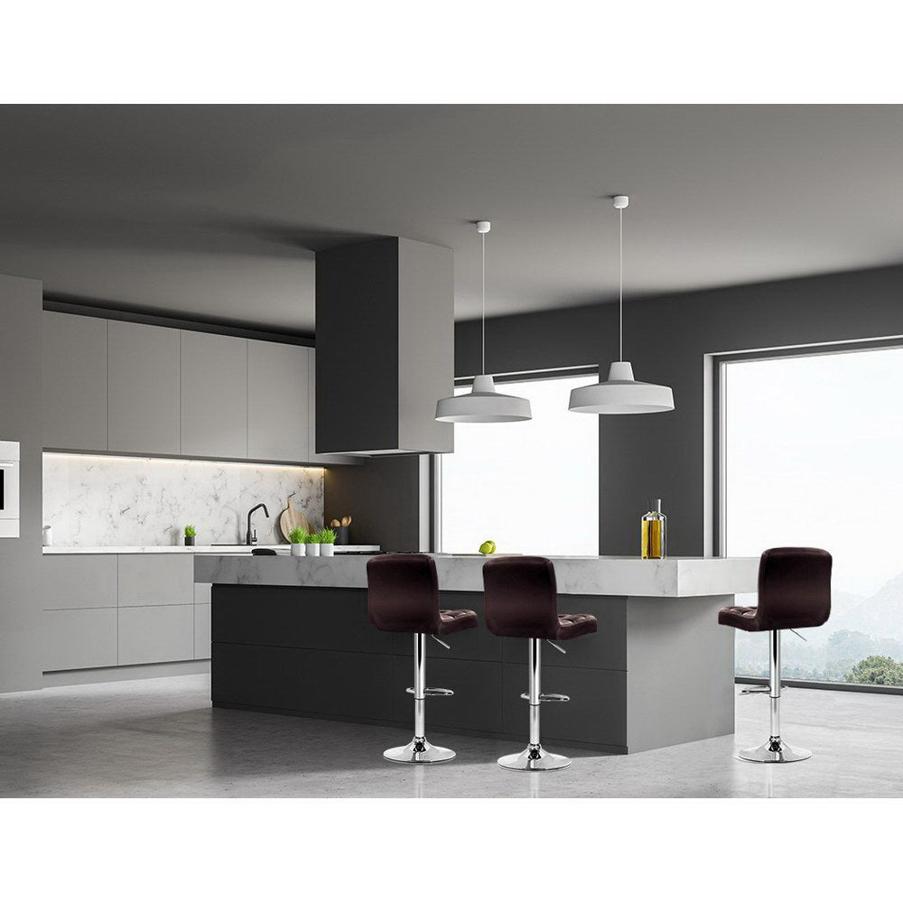 Artiss 2x Bar Stools Leather Gas Lift Brown-Furniture &gt; Bar Stools &amp; Chairs-PEROZ Accessories