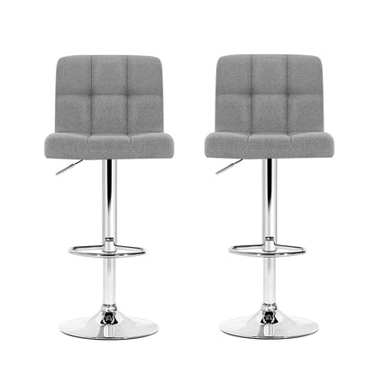Artiss 2x Bar Stools Fabric Gas Lift Grey-Furniture &gt; Bar Stools &amp; Chairs-PEROZ Accessories