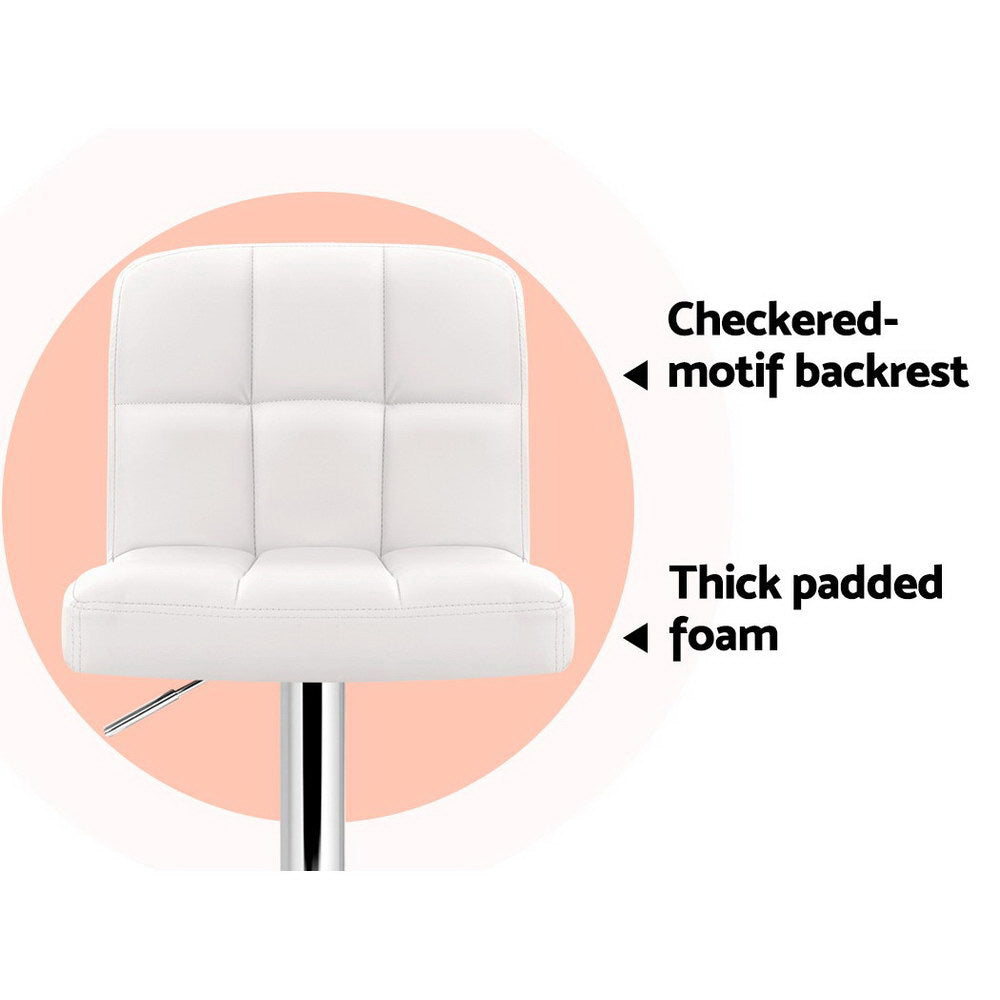 Artiss 2x Bar Stools Leather Gas Lift White-Furniture &gt; Bar Stools &amp; Chairs-PEROZ Accessories