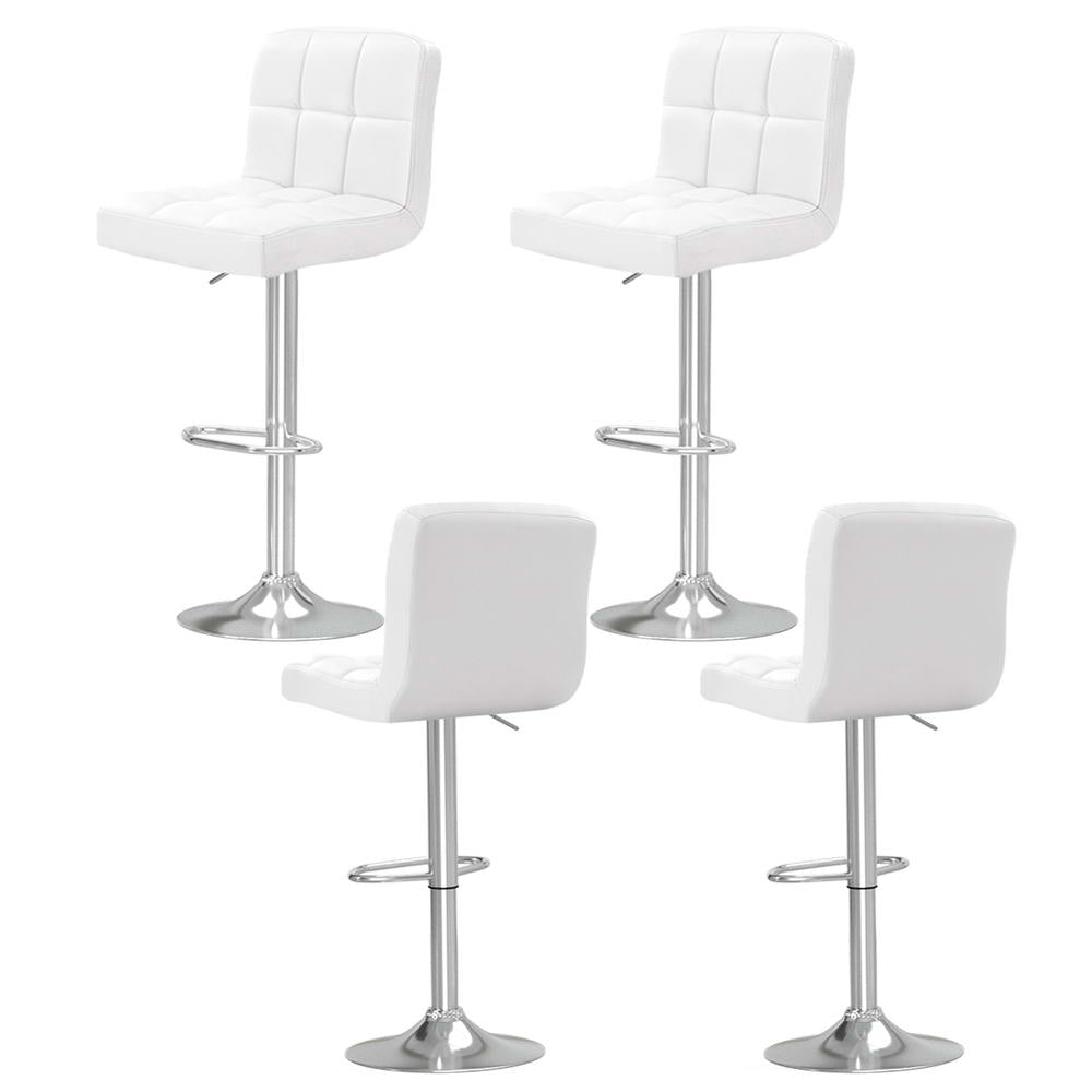 Artiss 4x Bar Stools Leather Gas Lift White-Furniture &gt; Bar Stools &amp; Chairs &gt; Table &amp; Bar Stools-PEROZ Accessories