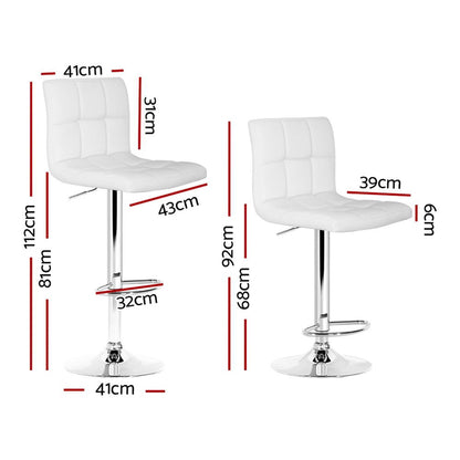 Artiss 4x Bar Stools Leather Gas Lift White-Furniture &gt; Bar Stools &amp; Chairs &gt; Table &amp; Bar Stools-PEROZ Accessories