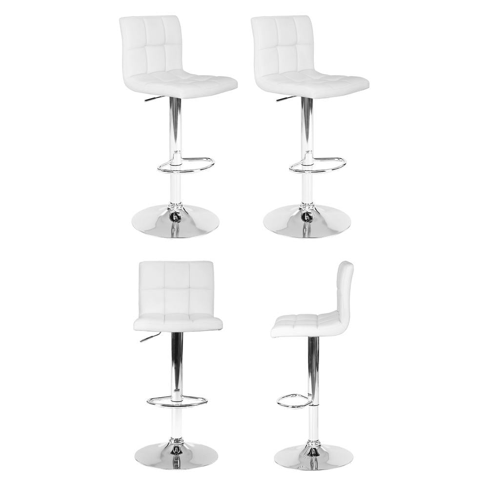 Artiss 4x Bar Stools Leather Gas Lift White-Furniture &gt; Bar Stools &amp; Chairs &gt; Table &amp; Bar Stools-PEROZ Accessories