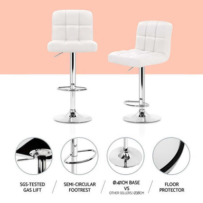 Artiss 4x Bar Stools Leather Gas Lift White-Furniture &gt; Bar Stools &amp; Chairs &gt; Table &amp; Bar Stools-PEROZ Accessories