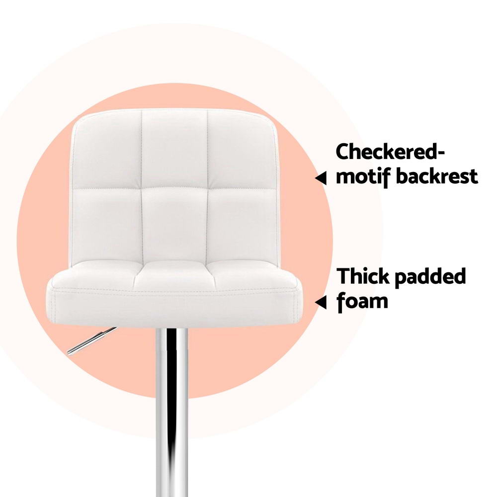 Artiss 4x Bar Stools Leather Gas Lift White-Furniture &gt; Bar Stools &amp; Chairs &gt; Table &amp; Bar Stools-PEROZ Accessories