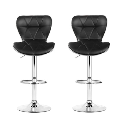 Artiss 2x Bar Stools Gas Lift Leather Seat Black-Furniture &gt; Bar Stools &amp; Chairs-PEROZ Accessories