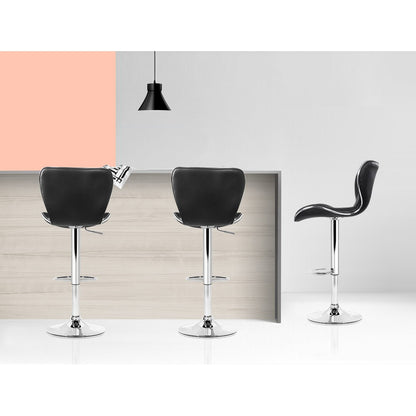 Artiss 2x Bar Stools Gas Lift Leather Seat Black-Furniture &gt; Bar Stools &amp; Chairs-PEROZ Accessories