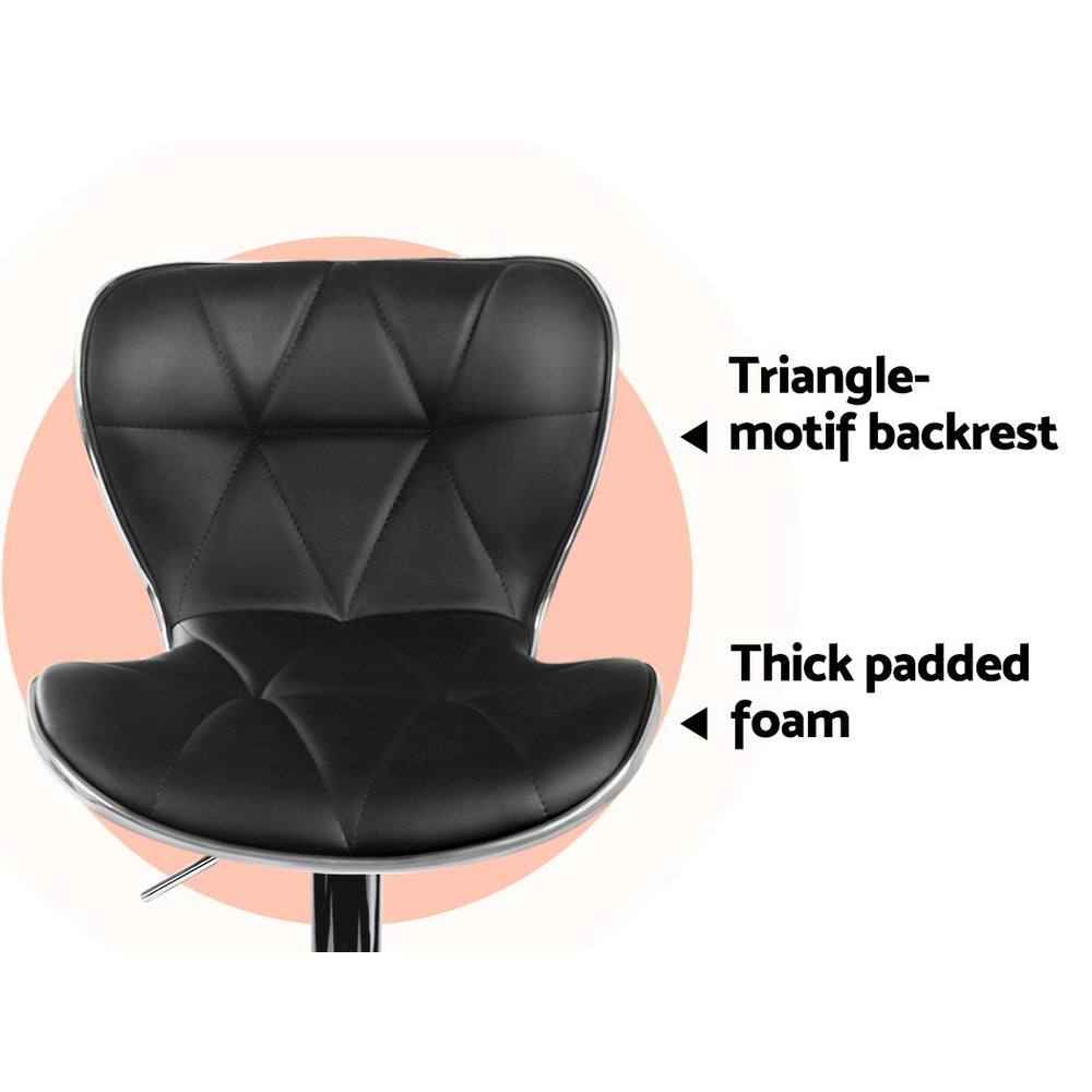 Artiss 2x Bar Stools Gas Lift Leather Seat Black-Furniture &gt; Bar Stools &amp; Chairs-PEROZ Accessories