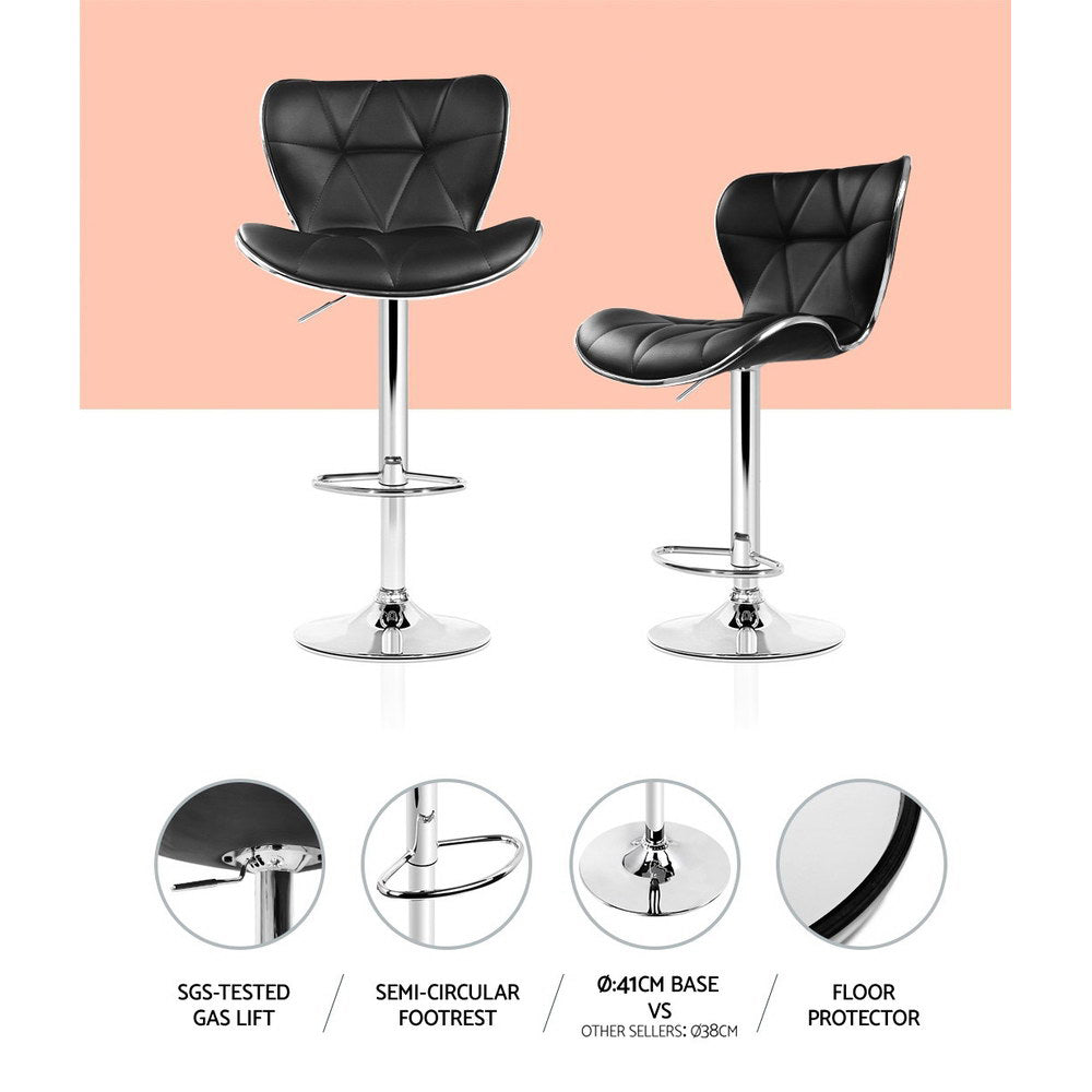 Artiss 4x Bar Stools Gas Lift Leather Seat Black-Furniture &gt; Bar Stools &amp; Chairs-PEROZ Accessories