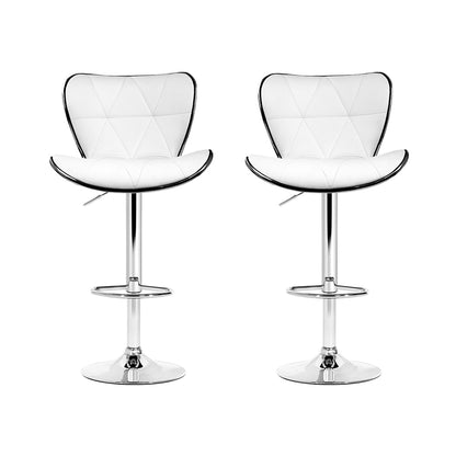 Artiss 2x Bar Stools Gas Lift Leather Seat White-Furniture &gt; Bar Stools &amp; Chairs-PEROZ Accessories