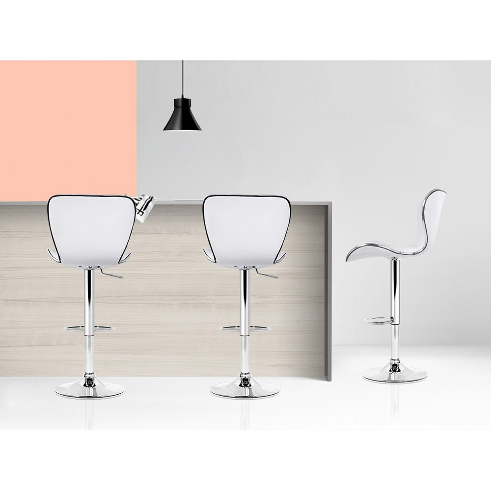 Artiss 2x Bar Stools Gas Lift Leather Seat White-Furniture &gt; Bar Stools &amp; Chairs-PEROZ Accessories