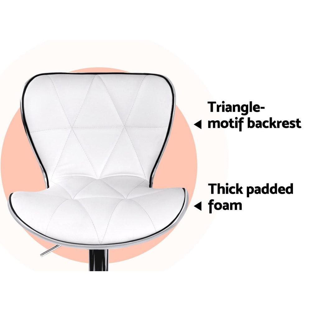 Artiss 2x Bar Stools Gas Lift Leather Seat White-Furniture &gt; Bar Stools &amp; Chairs-PEROZ Accessories