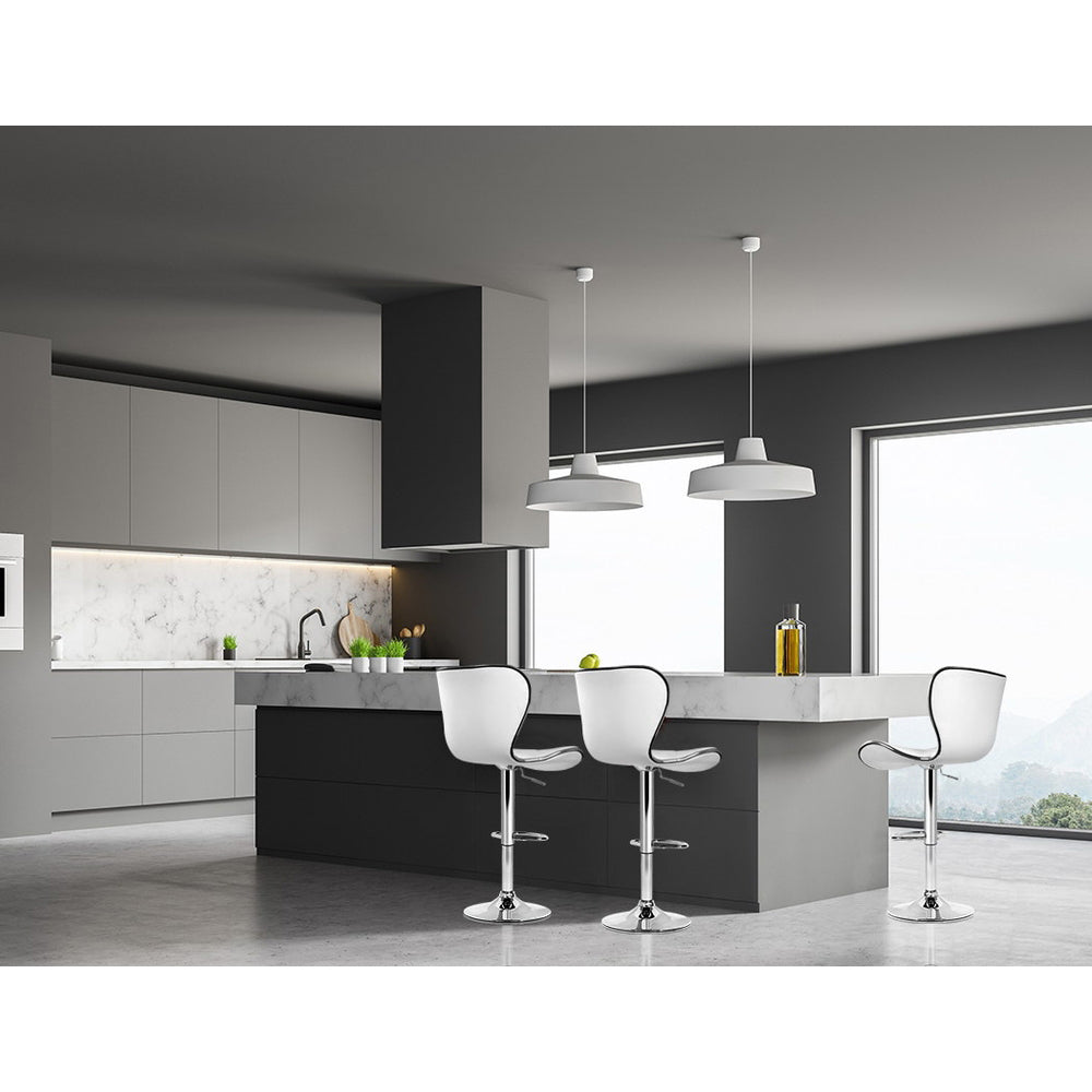 Artiss 2x Bar Stools Gas Lift Leather Seat White-Furniture &gt; Bar Stools &amp; Chairs-PEROZ Accessories