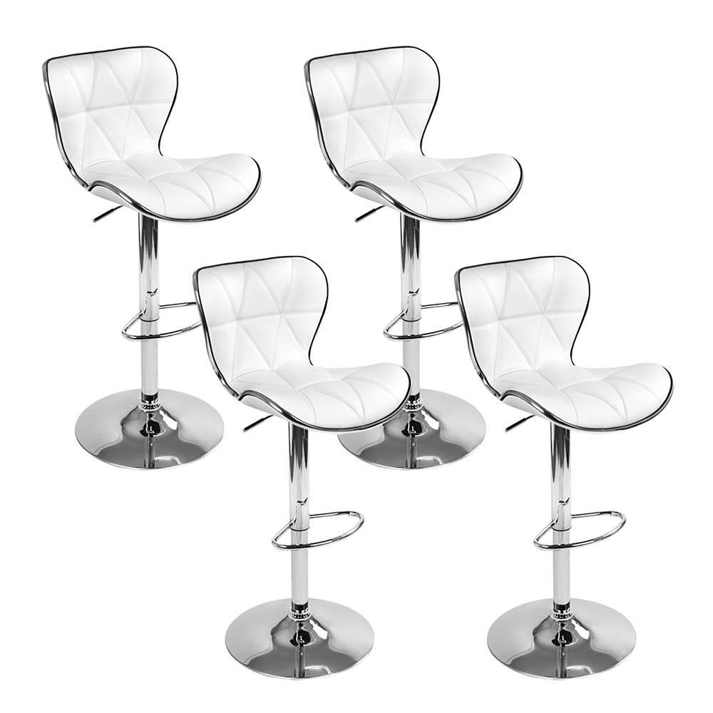 Artiss 4x Bar Stools Gas Lift Leather Seat White-Furniture &gt; Bar Stools &amp; Chairs-PEROZ Accessories