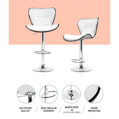 Artiss 4x Bar Stools Gas Lift Leather Seat White-Furniture &gt; Bar Stools &amp; Chairs-PEROZ Accessories