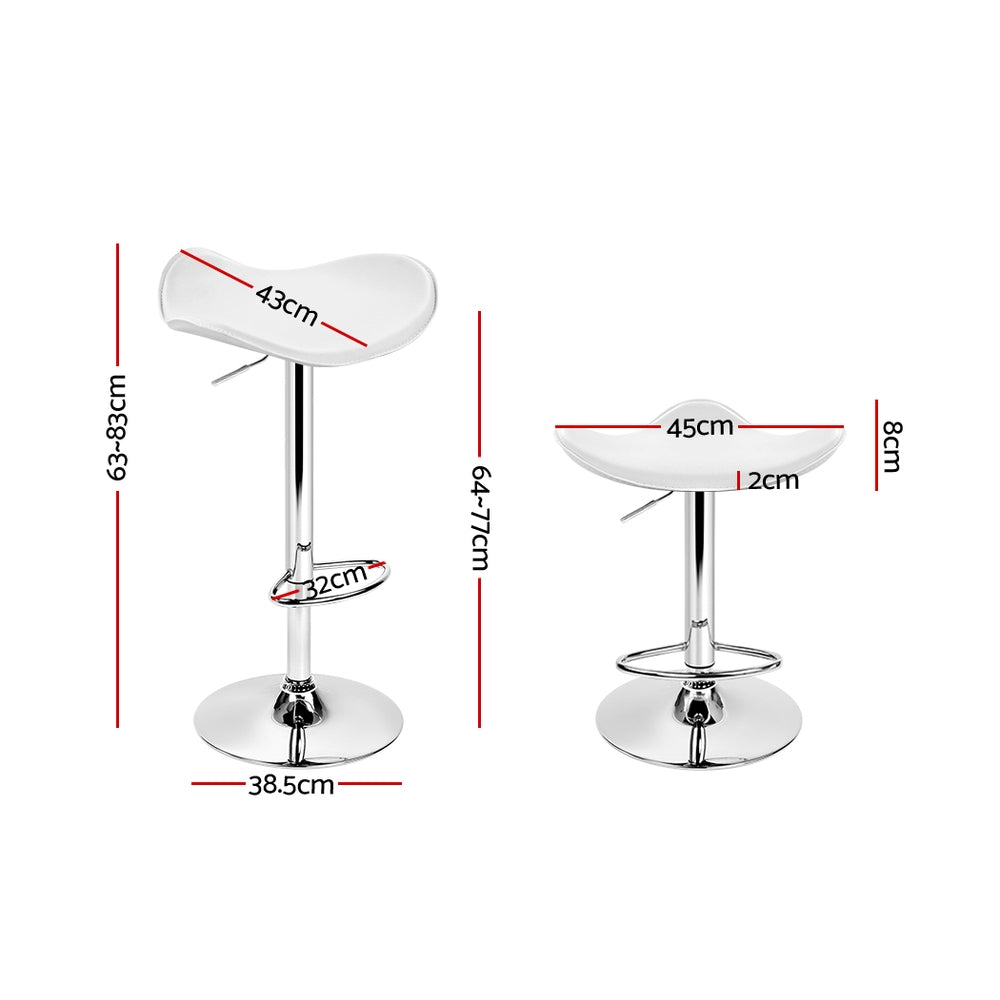 Artiss 2x Bar Stools Leather Gas Lift Chair White-Bar Stools-PEROZ Accessories