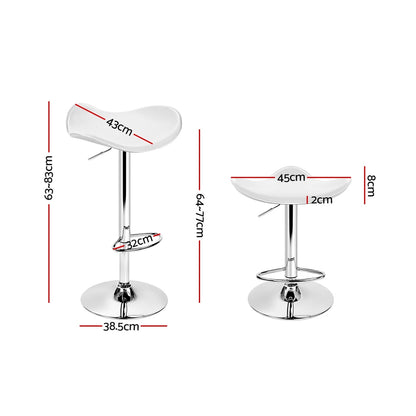 Artiss 2x Bar Stools Leather Gas Lift Chair White-Bar Stools-PEROZ Accessories