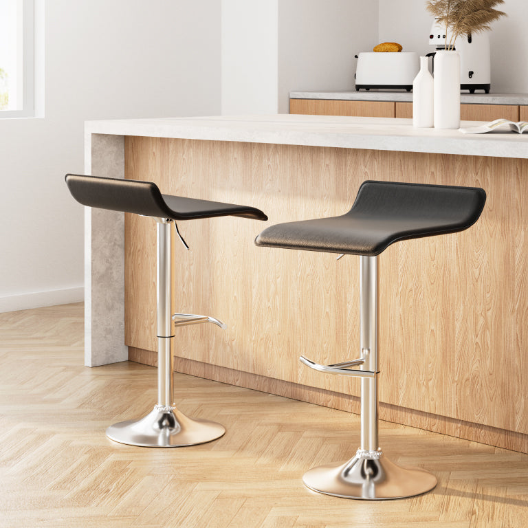 Artiss 2x Bar Stools Adjustable Gas Lift Chairs Black-Bar Stools-PEROZ Accessories