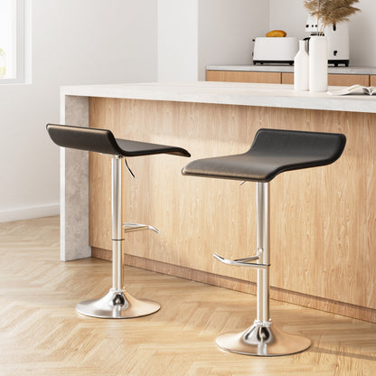 Artiss 2x Bar Stools Adjustable Gas Lift Chairs Black-Bar Stools-PEROZ Accessories