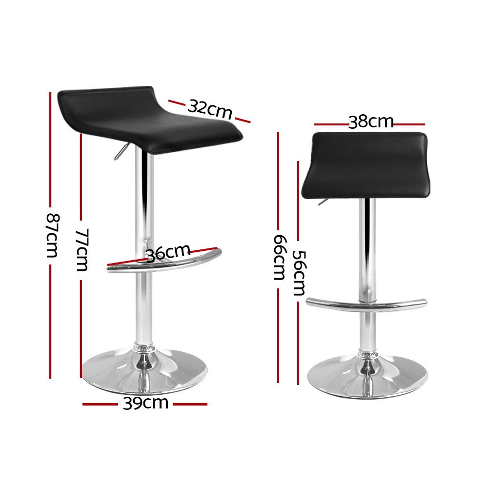 Artiss 2x Bar Stools Adjustable Gas Lift Chairs Black-Bar Stools-PEROZ Accessories