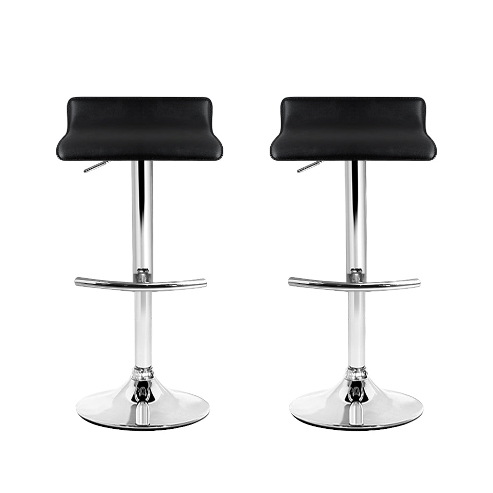 Artiss 2x Bar Stools Adjustable Gas Lift Chairs Black-Bar Stools-PEROZ Accessories