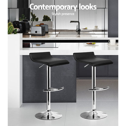 Artiss 2x Bar Stools Adjustable Gas Lift Chairs Black-Bar Stools-PEROZ Accessories