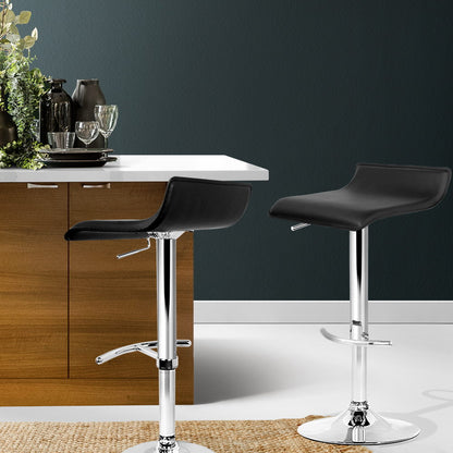 Artiss 2x Bar Stools Adjustable Gas Lift Chairs Black-Bar Stools-PEROZ Accessories