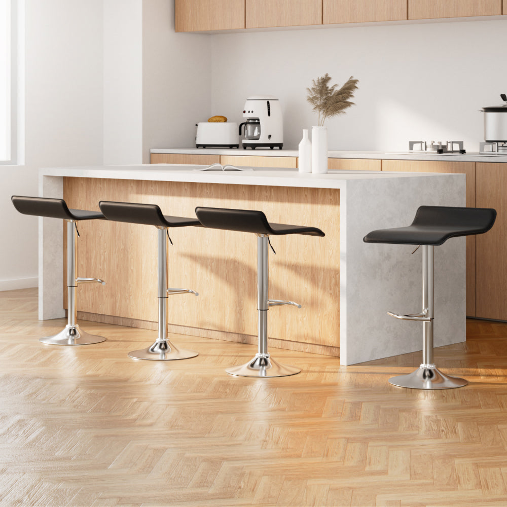 Artiss 4x Bar Stools Adjustable Gas Lift Chairs Black-Bar Stools-PEROZ Accessories