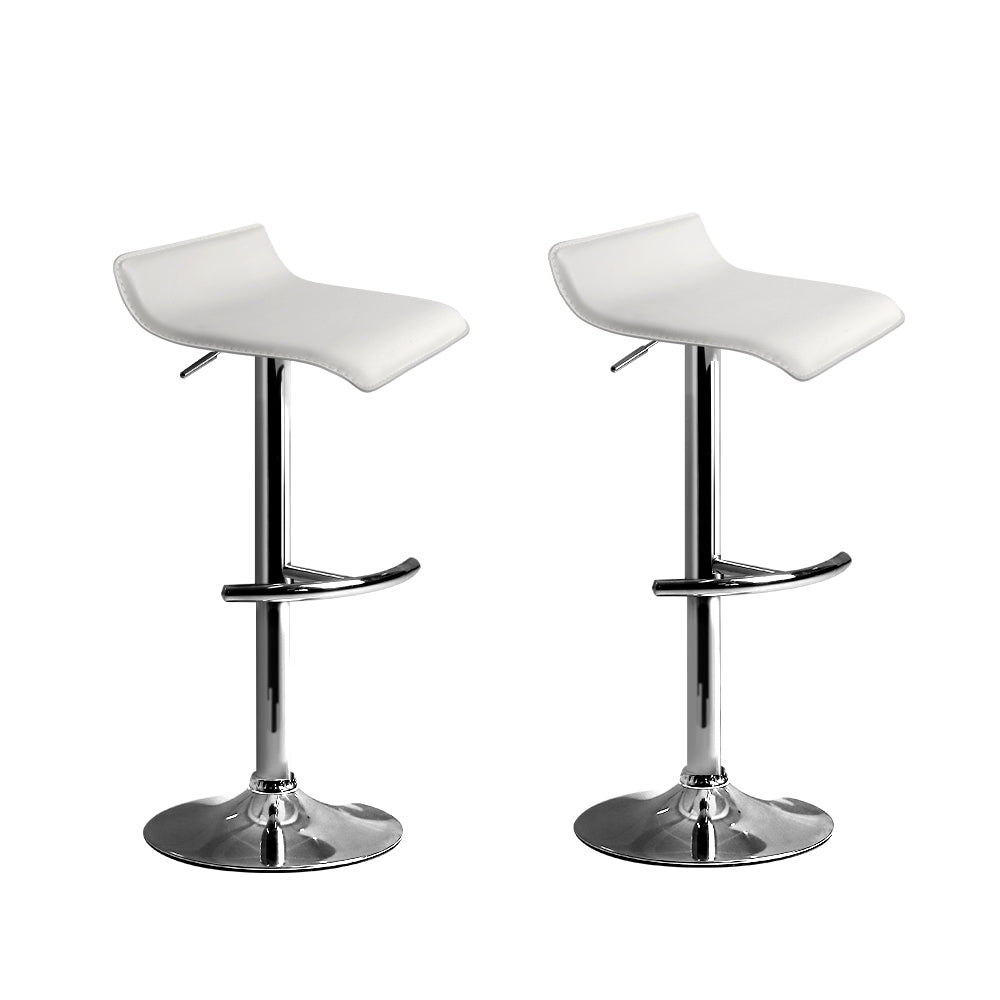 Artiss 2x Bar Stools Adjustable Gas Lift Chairs White-Bar Stools-PEROZ Accessories