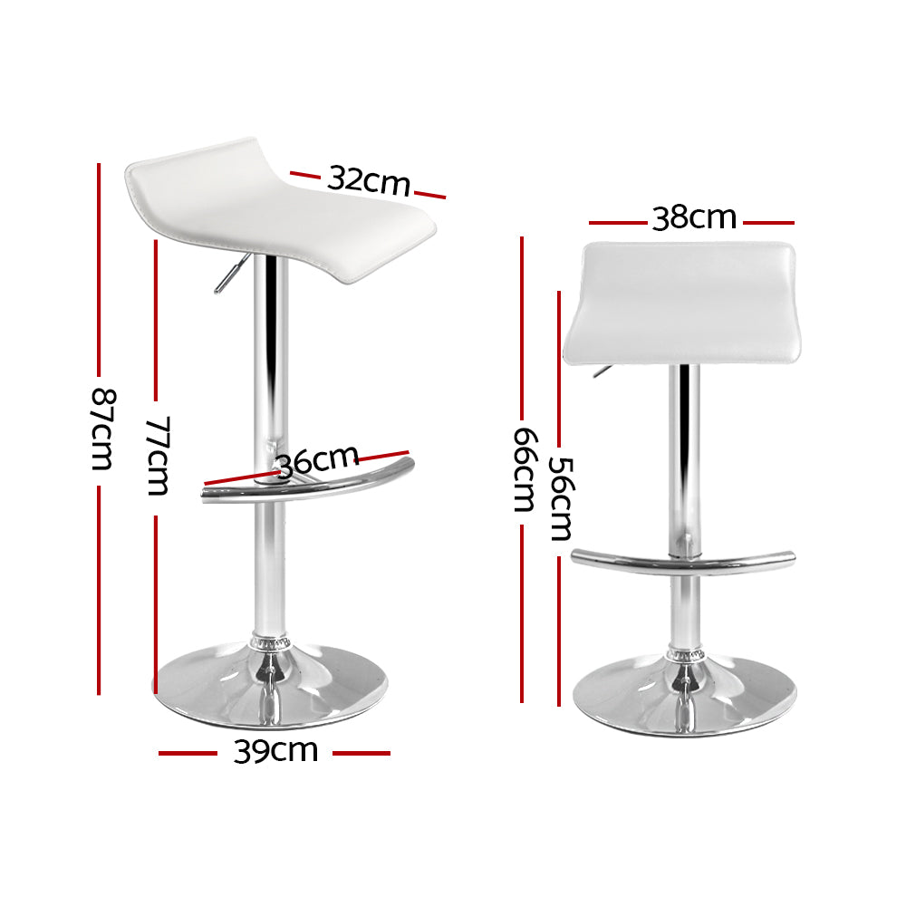 Artiss 2x Bar Stools Adjustable Gas Lift Chairs White-Bar Stools-PEROZ Accessories