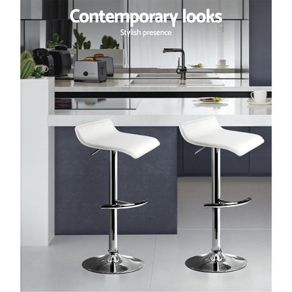 Artiss 2x Bar Stools Adjustable Gas Lift Chairs White-Bar Stools-PEROZ Accessories