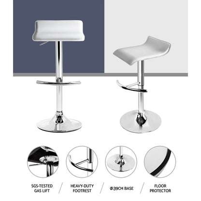 Artiss 2x Bar Stools Adjustable Gas Lift Chairs White-Bar Stools-PEROZ Accessories