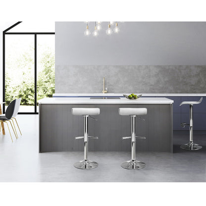 Artiss 2x Bar Stools Adjustable Gas Lift Chairs White-Bar Stools-PEROZ Accessories