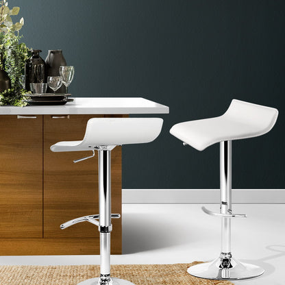 Artiss 2x Bar Stools Adjustable Gas Lift Chairs White-Bar Stools-PEROZ Accessories