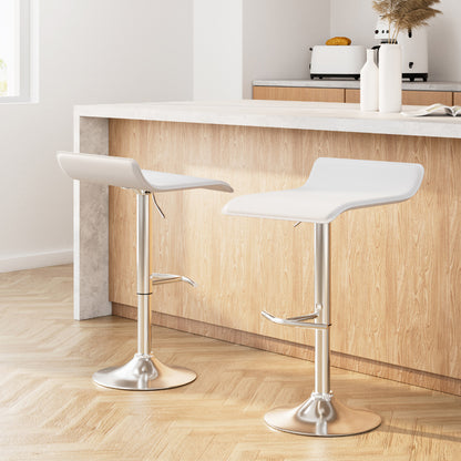 Artiss 2x Bar Stools Adjustable Gas Lift Chairs White-Bar Stools-PEROZ Accessories