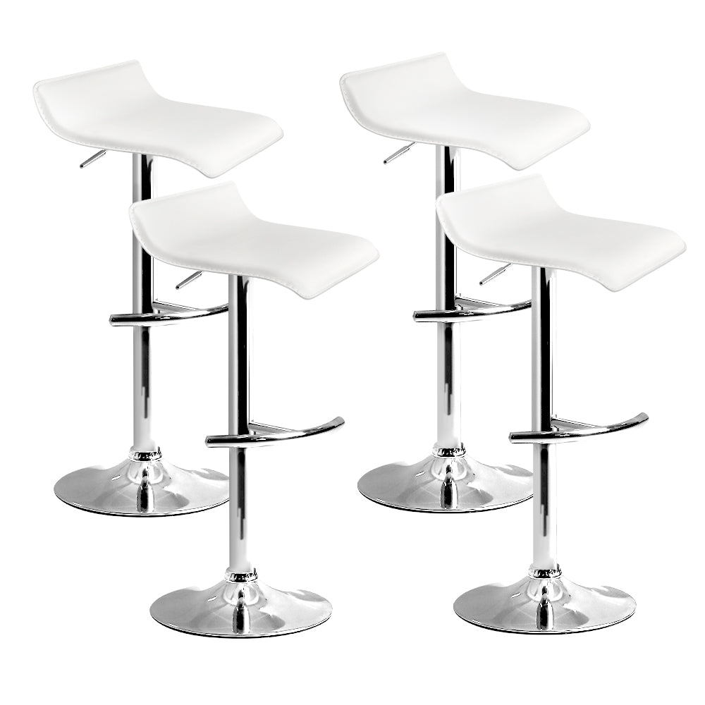 Artiss 4x Bar Stools Adjustable Gas Lift Chairs White-Bar Stools-PEROZ Accessories
