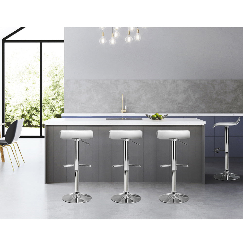 Artiss 4x Bar Stools Adjustable Gas Lift Chairs White-Bar Stools-PEROZ Accessories