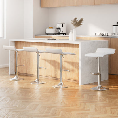 Artiss 4x Bar Stools Adjustable Gas Lift Chairs White-Bar Stools-PEROZ Accessories