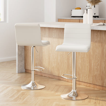 Artiss 2x Bar Stools Padded Leather Gas Lift White-Bar Stools-PEROZ Accessories