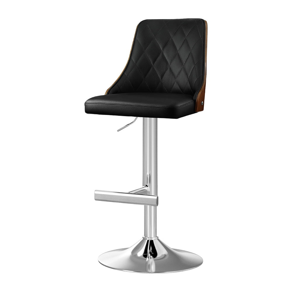 Artiss Bar Stool Bentwood Swivel Adjustable Kitchen Counter Stool Leather Black-Furniture &gt; Bar Stools &amp; Chairs &gt; Table &amp; Bar Stools-PEROZ Accessories