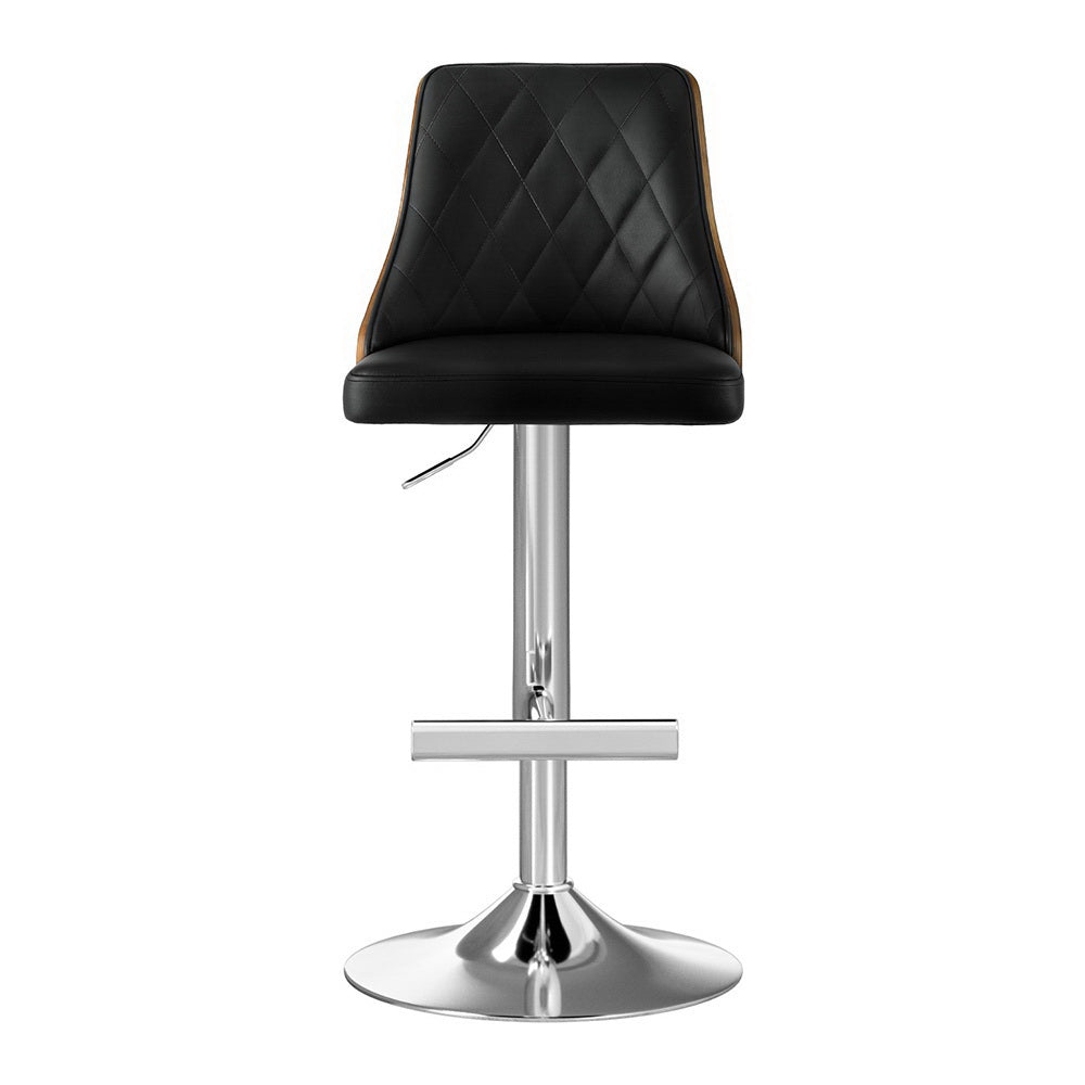 Artiss 2X Bar Stool Wood Swivel Adjustable Kitchen Counter Stool Leather Black-Furniture &gt; Bar Stools &amp; Chairs &gt; Table &amp; Bar Stools-PEROZ Accessories