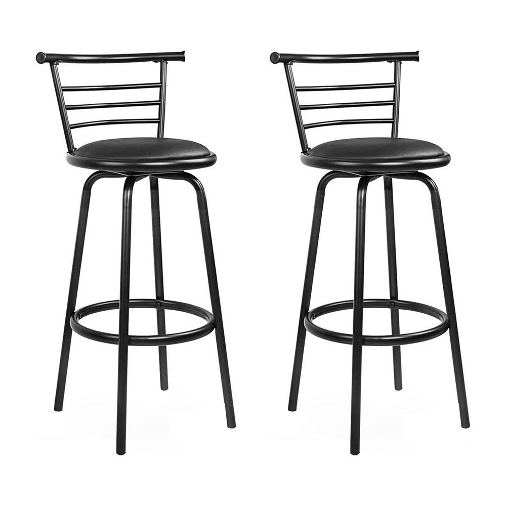 Artiss 2x Bar Stools Swivel Leather Padded Metal-Furniture > Bar Stools &amp; Chairs-PEROZ Accessories
