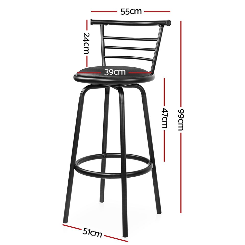 Artiss 2x Bar Stools Swivel Leather Padded Metal-Furniture > Bar Stools &amp; Chairs-PEROZ Accessories